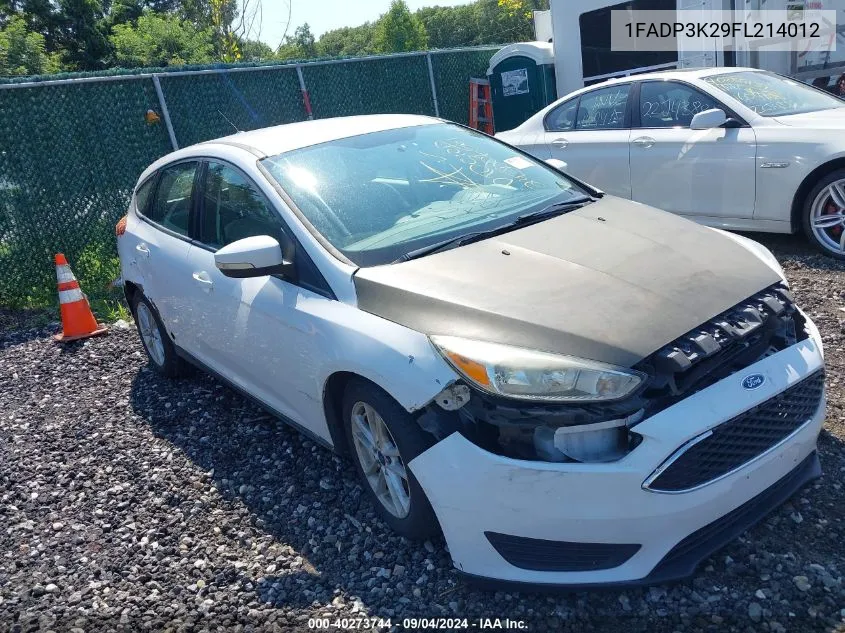 2015 Ford Focus Se VIN: 1FADP3K29FL214012 Lot: 40273744