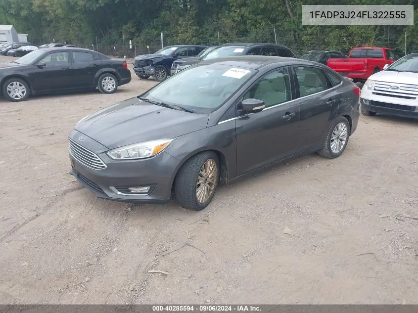 2015 Ford Focus Titanium VIN: 1FADP3J24FL322555 Lot: 40285594