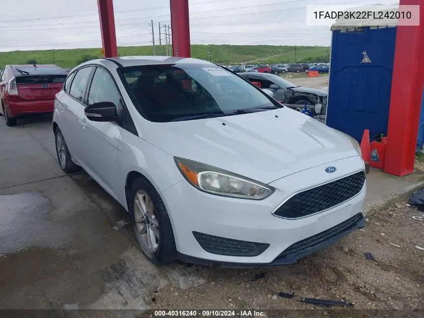 2015 Ford Focus Se VIN: 1FADP3K22FL242010 Lot: 40316240