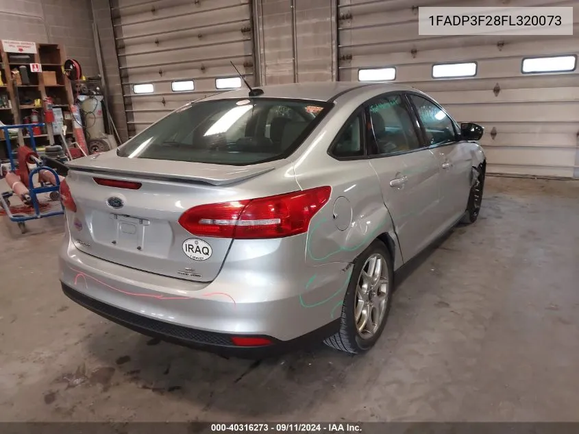 2015 Ford Focus Se VIN: 1FADP3F28FL320073 Lot: 40316273