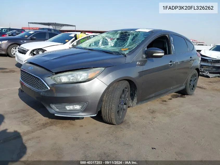 2015 Ford Focus Se VIN: 1FADP3K20FL326262 Lot: 40317203