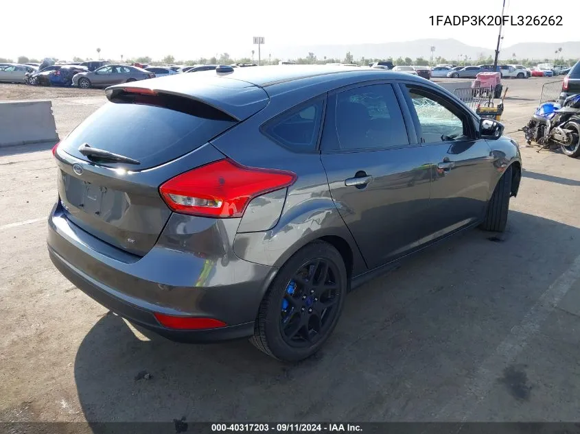 2015 Ford Focus Se VIN: 1FADP3K20FL326262 Lot: 40317203