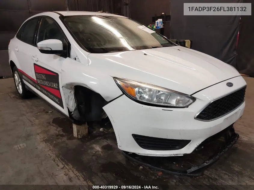 2015 Ford Focus Se VIN: 1FADP3F26FL381132 Lot: 40319929