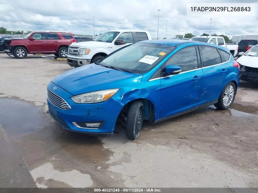 2015 Ford Focus Titanium VIN: 1FADP3N29FL268843 Lot: 40321245