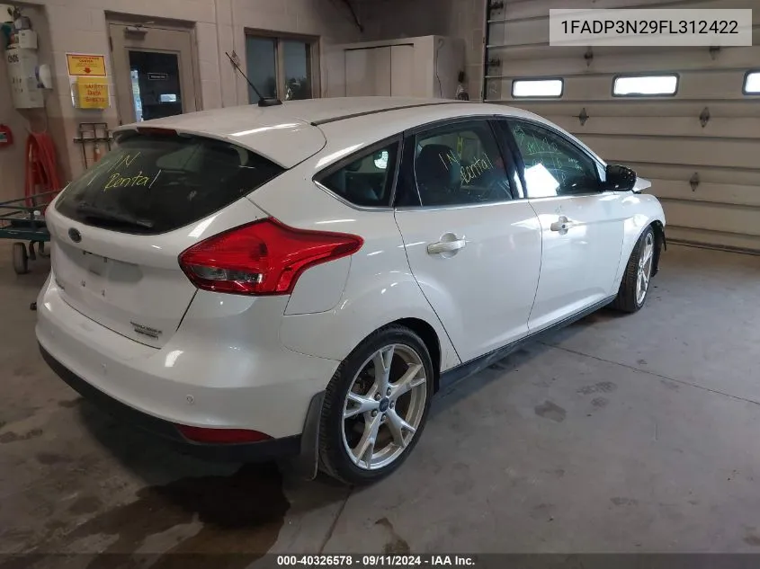 2015 Ford Focus Titanium VIN: 1FADP3N29FL312422 Lot: 40326578