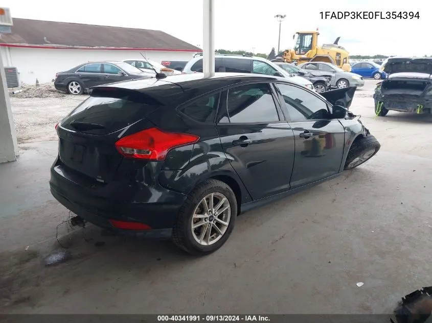 2015 Ford Focus Se VIN: 1FADP3KE0FL354394 Lot: 40341991