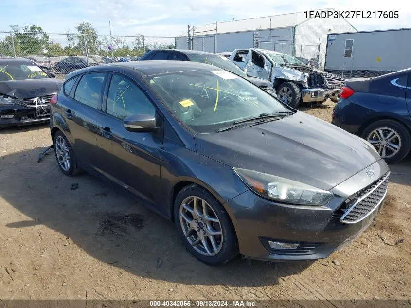 2015 Ford Focus Se VIN: 1FADP3K27FL217605 Lot: 40342065