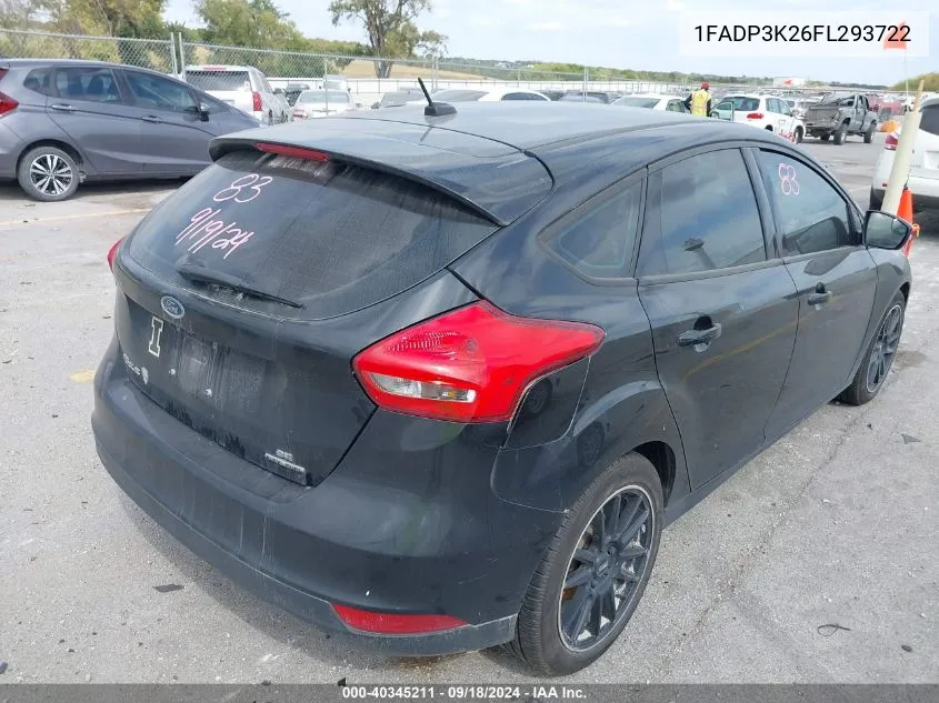 2015 Ford Focus Se VIN: 1FADP3K26FL293722 Lot: 40345211