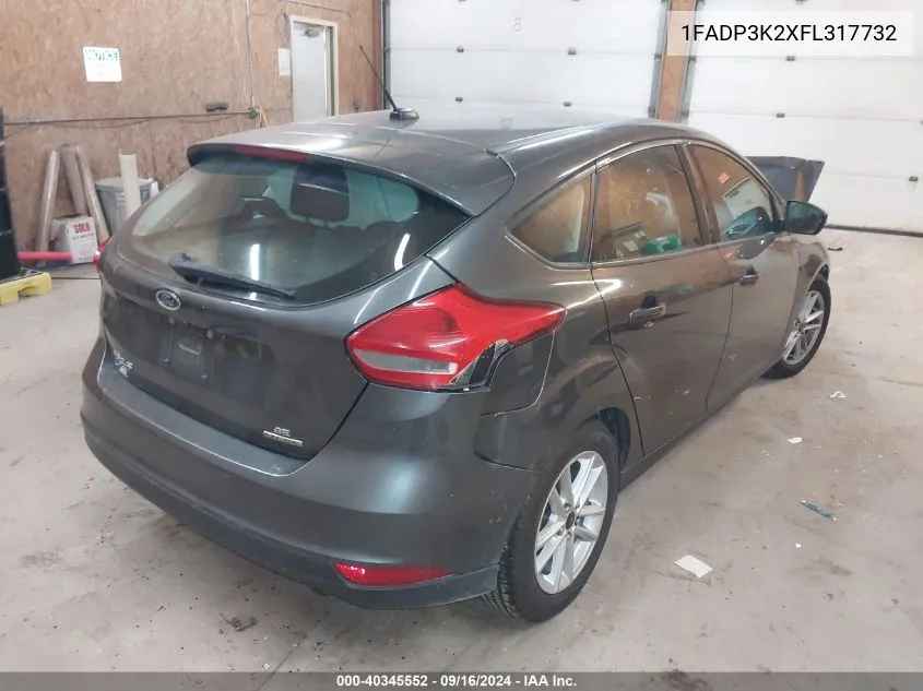 2015 Ford Focus Se VIN: 1FADP3K2XFL317732 Lot: 40345552