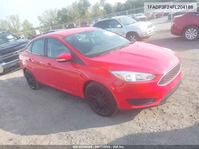 2015 Ford Focus Se VIN: 1FADP3F24FL204188 Lot: 40366469