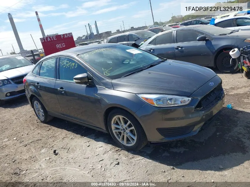 2015 Ford Focus Se VIN: 1FADP3F22FL329478 Lot: 40370493