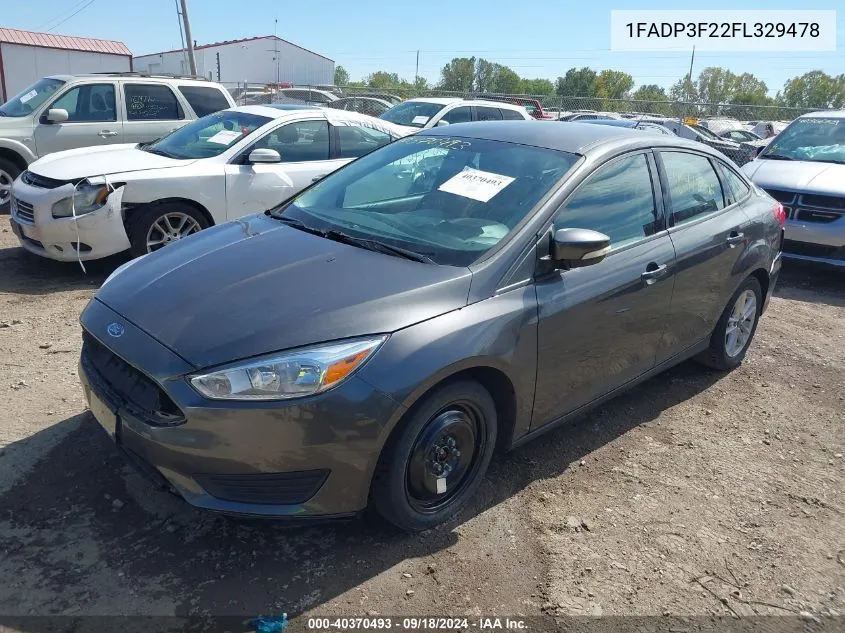 2015 Ford Focus Se VIN: 1FADP3F22FL329478 Lot: 40370493