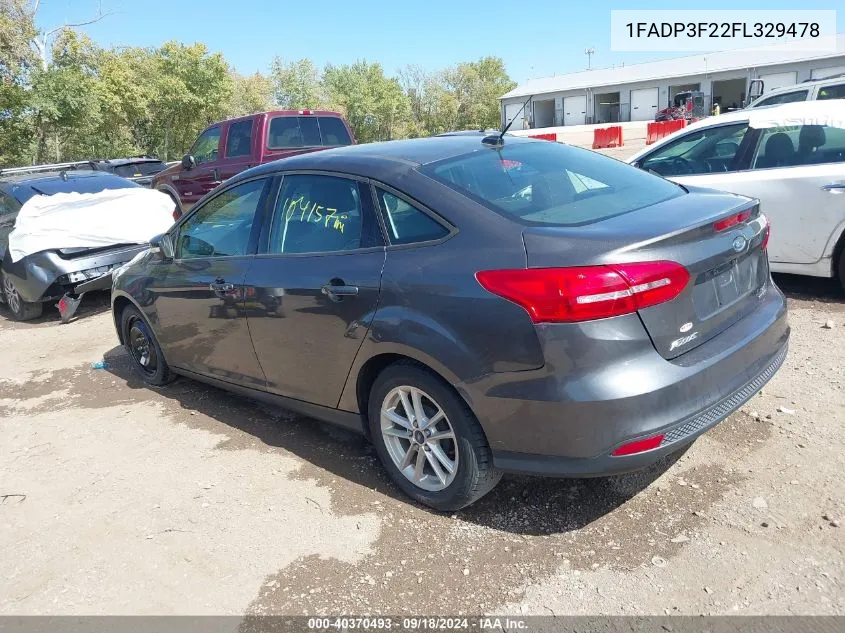 2015 Ford Focus Se VIN: 1FADP3F22FL329478 Lot: 40370493