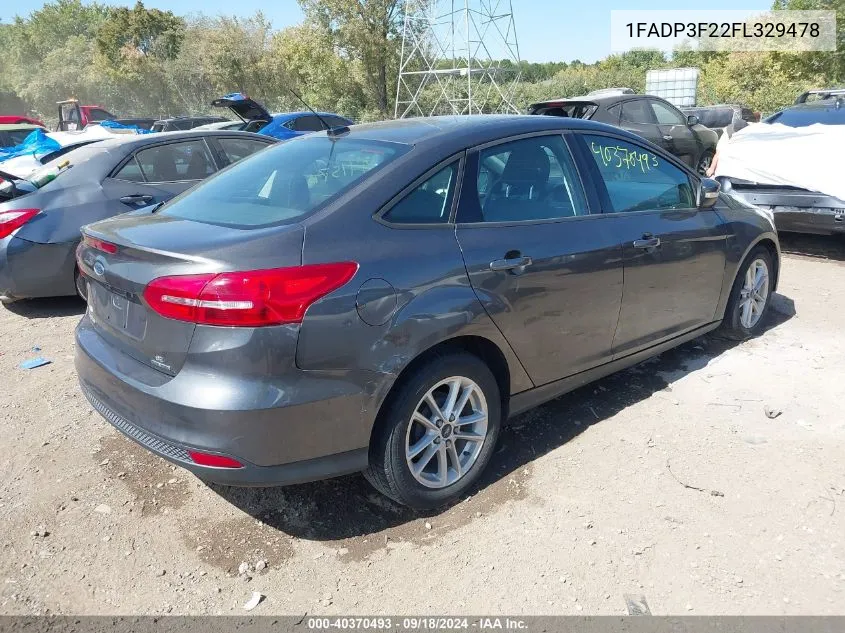 2015 Ford Focus Se VIN: 1FADP3F22FL329478 Lot: 40370493