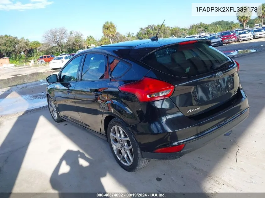 2015 Ford Focus Se VIN: 1FADP3K2XFL339178 Lot: 40374092