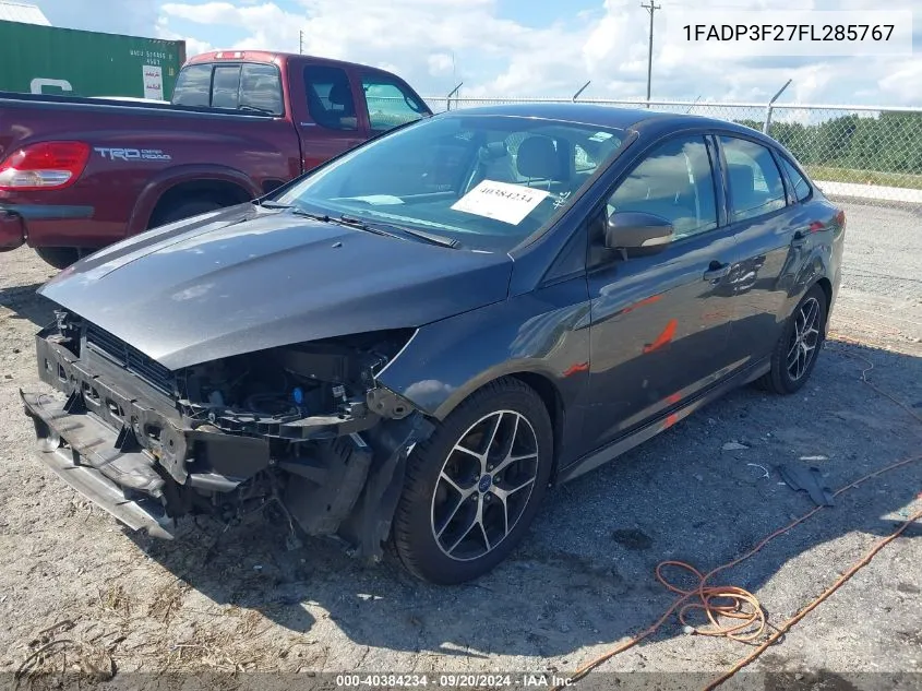 2015 Ford Focus Se VIN: 1FADP3F27FL285767 Lot: 40384234