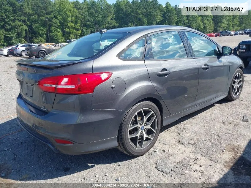 2015 Ford Focus Se VIN: 1FADP3F27FL285767 Lot: 40384234