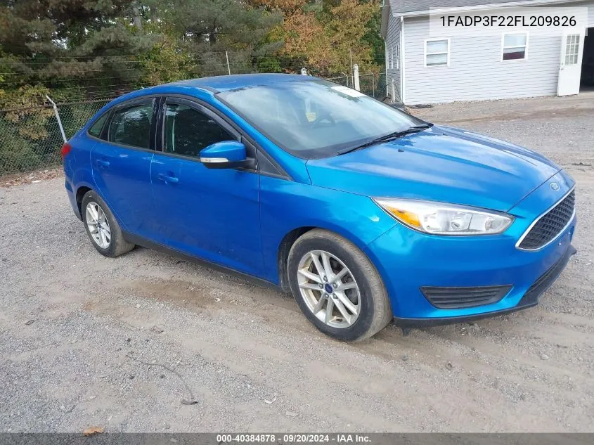 2015 Ford Focus Se VIN: 1FADP3F22FL209826 Lot: 40384878