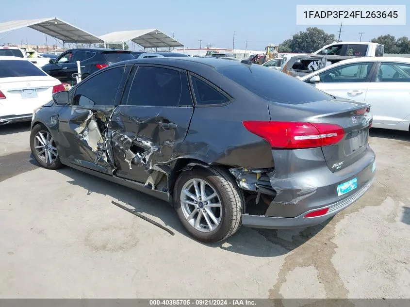 2015 Ford Focus Se VIN: 1FADP3F24FL263645 Lot: 40385705