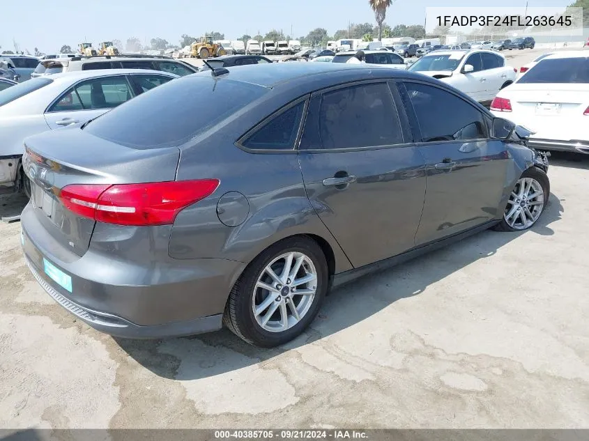 2015 Ford Focus Se VIN: 1FADP3F24FL263645 Lot: 40385705