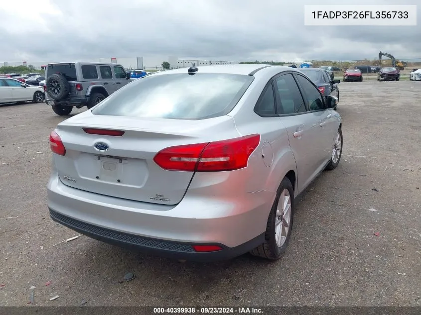 2015 Ford Focus Se VIN: 1FADP3F26FL356733 Lot: 40399938