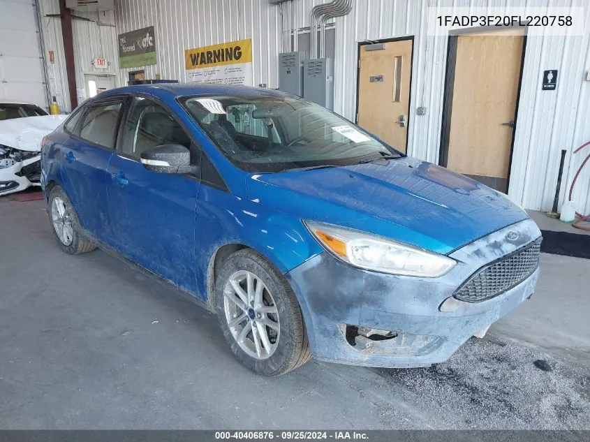 2015 Ford Focus Se VIN: 1FADP3F20FL220758 Lot: 40406876