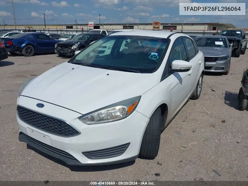 2015 Ford Focus Se VIN: 1FADP3F26FL296064 Lot: 40410669