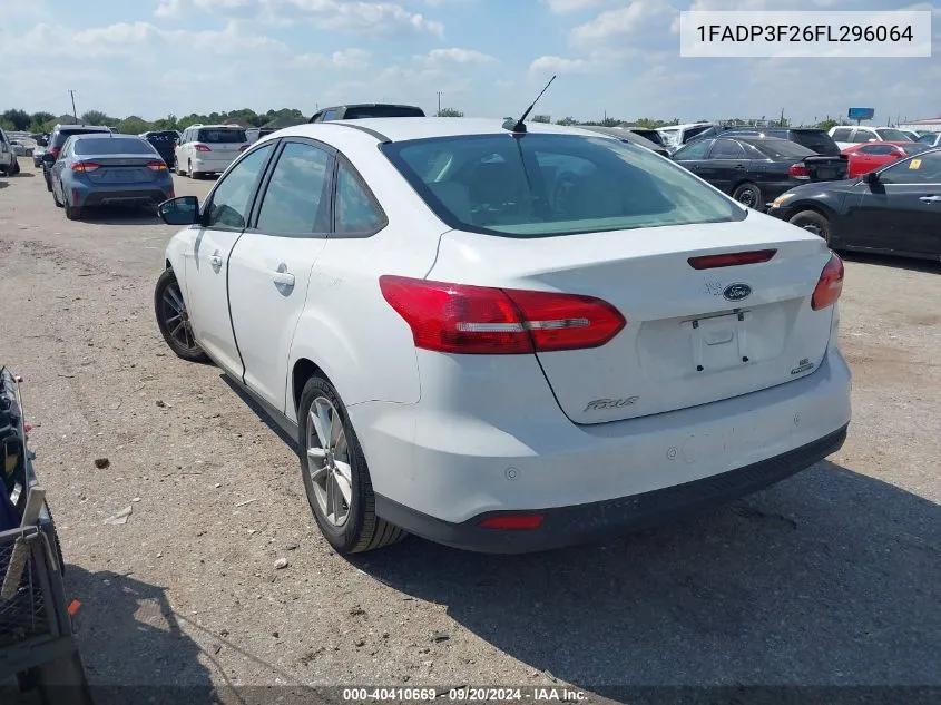 2015 Ford Focus Se VIN: 1FADP3F26FL296064 Lot: 40410669