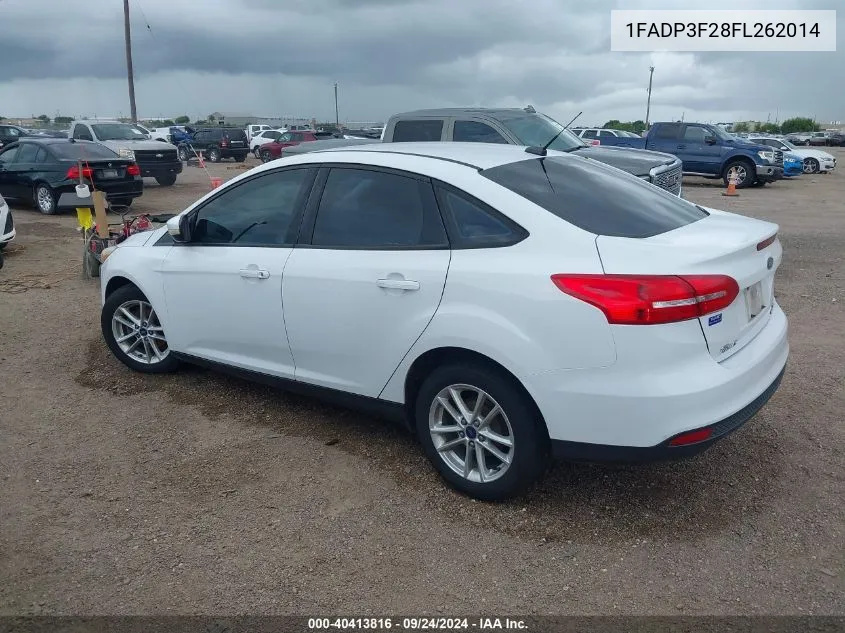 2015 Ford Focus Se VIN: 1FADP3F28FL262014 Lot: 40413816