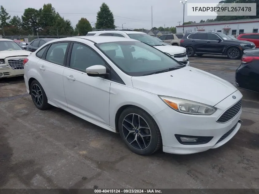 2015 Ford Focus Se VIN: 1FADP3F29FL267478 Lot: 40415124