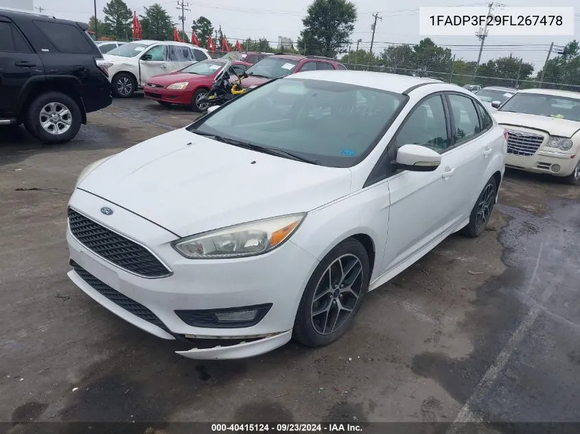 2015 Ford Focus Se VIN: 1FADP3F29FL267478 Lot: 40415124