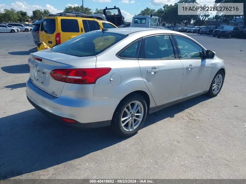 2015 Ford Focus Se VIN: 1FADP3F22FL276216 Lot: 40418682