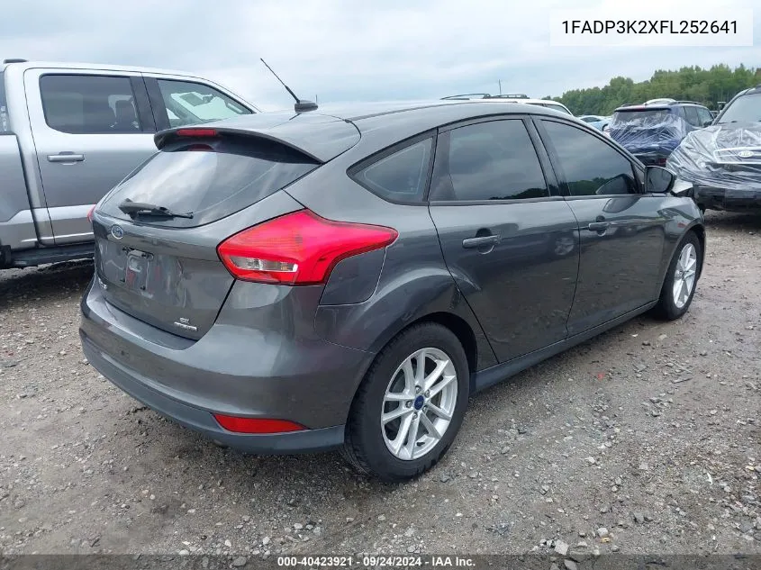 2015 Ford Focus Se VIN: 1FADP3K2XFL252641 Lot: 40423921