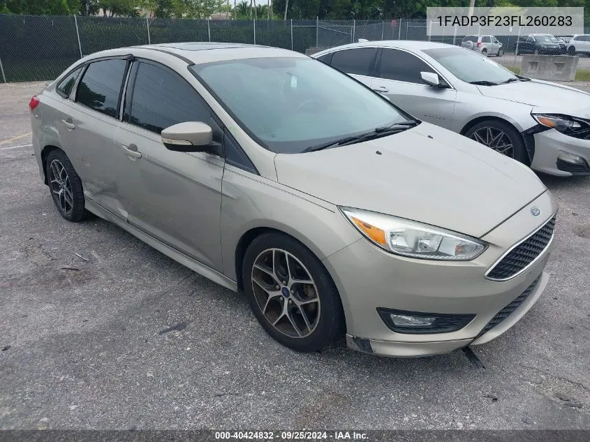 2015 Ford Focus Se VIN: 1FADP3F23FL260283 Lot: 40424832