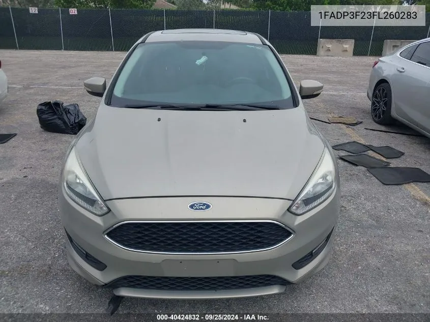 2015 Ford Focus Se VIN: 1FADP3F23FL260283 Lot: 40424832