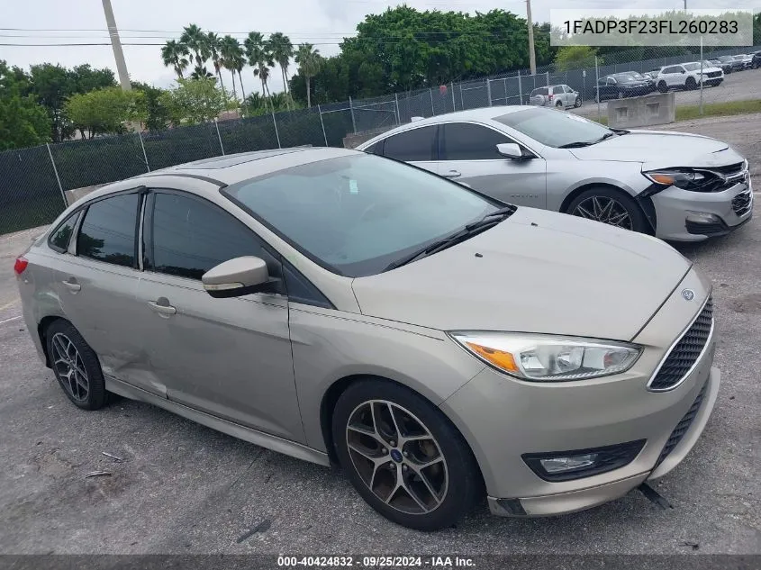 2015 Ford Focus Se VIN: 1FADP3F23FL260283 Lot: 40424832