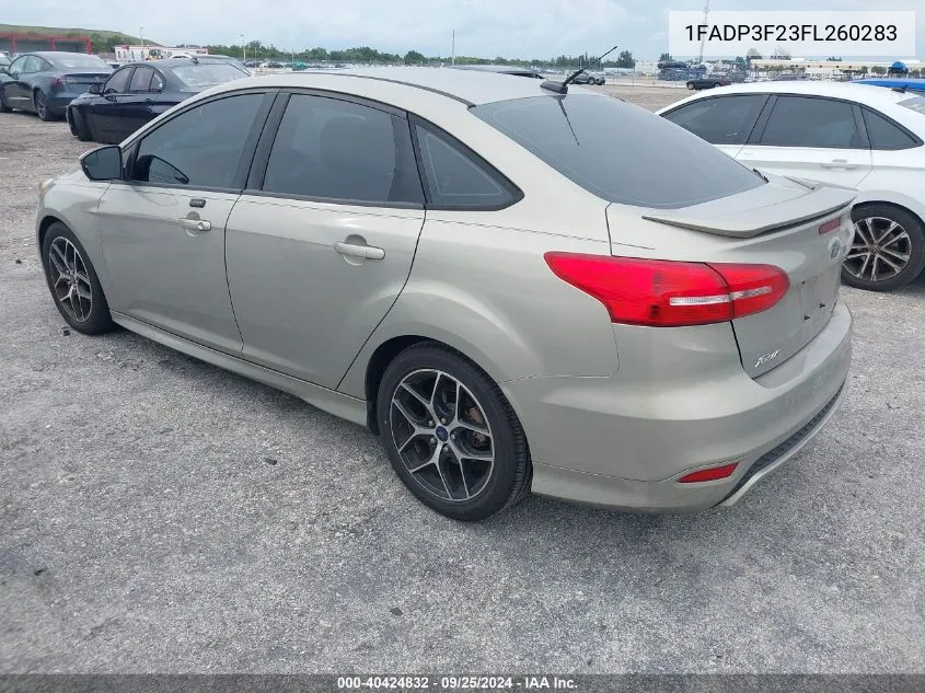 2015 Ford Focus Se VIN: 1FADP3F23FL260283 Lot: 40424832