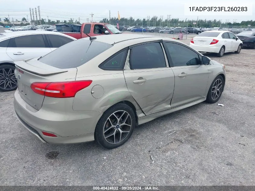 2015 Ford Focus Se VIN: 1FADP3F23FL260283 Lot: 40424832