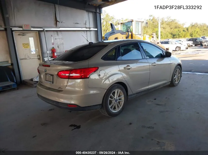 2015 Ford Focus Se VIN: 1FADP3F28FL333292 Lot: 40430237