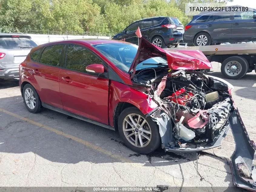 2015 Ford Focus Se VIN: 1FADP3K22FL332189 Lot: 40438548