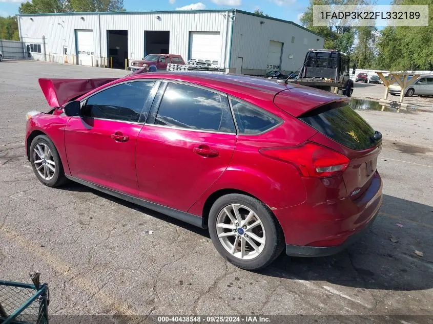 2015 Ford Focus Se VIN: 1FADP3K22FL332189 Lot: 40438548