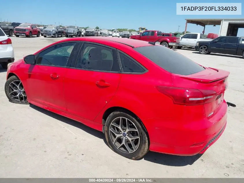 2015 Ford Focus Se VIN: 1FADP3F20FL334033 Lot: 40439024