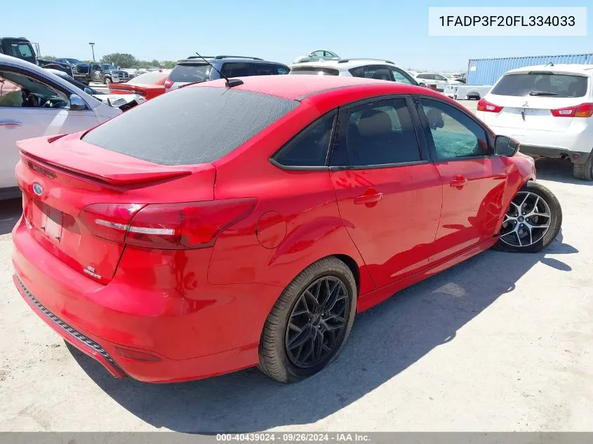 2015 Ford Focus Se VIN: 1FADP3F20FL334033 Lot: 40439024