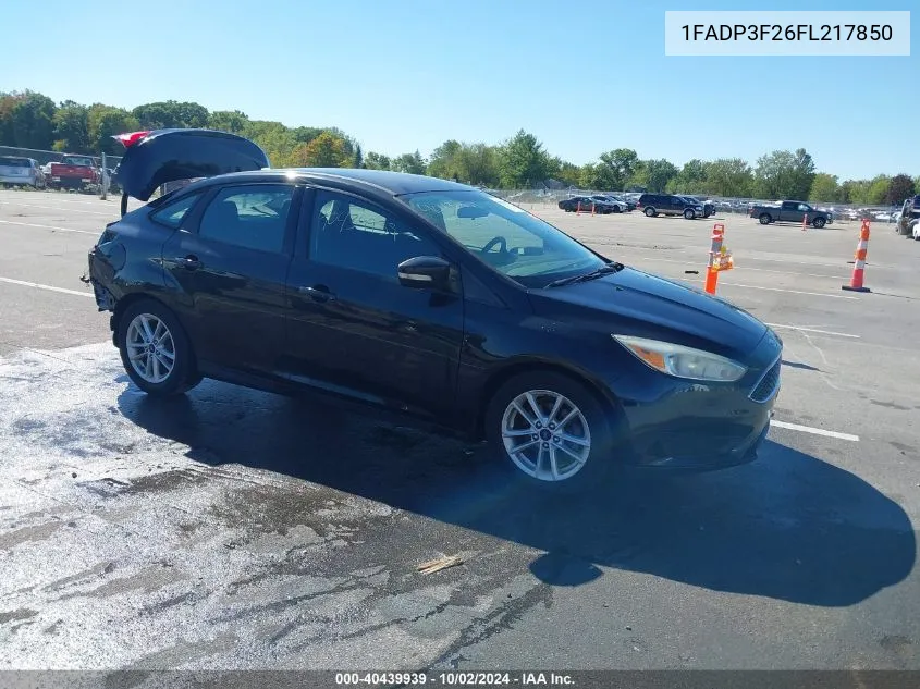 2015 Ford Focus Se VIN: 1FADP3F26FL217850 Lot: 40439939