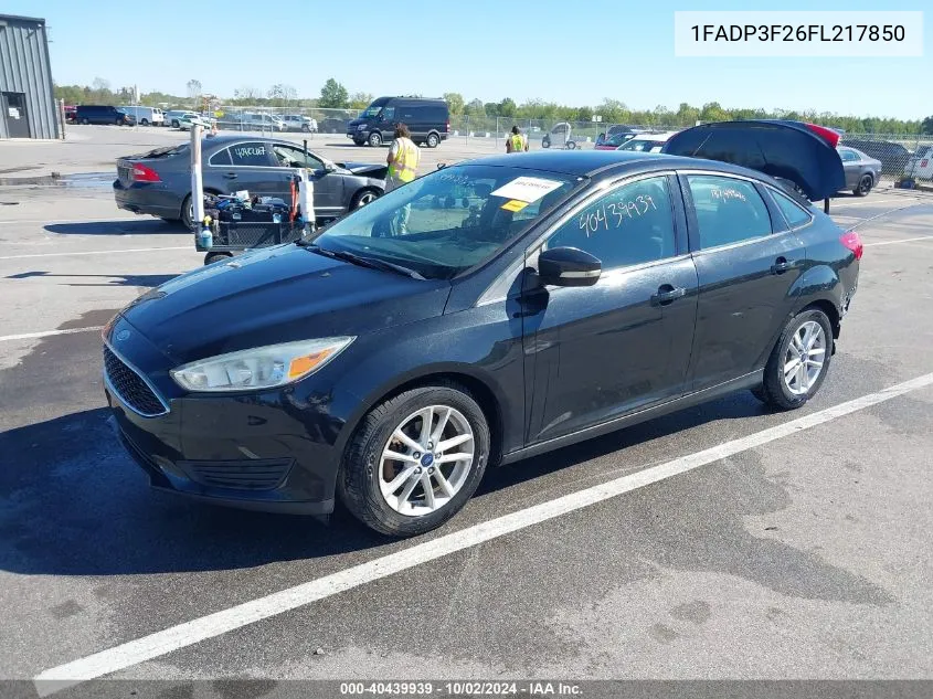 2015 Ford Focus Se VIN: 1FADP3F26FL217850 Lot: 40439939