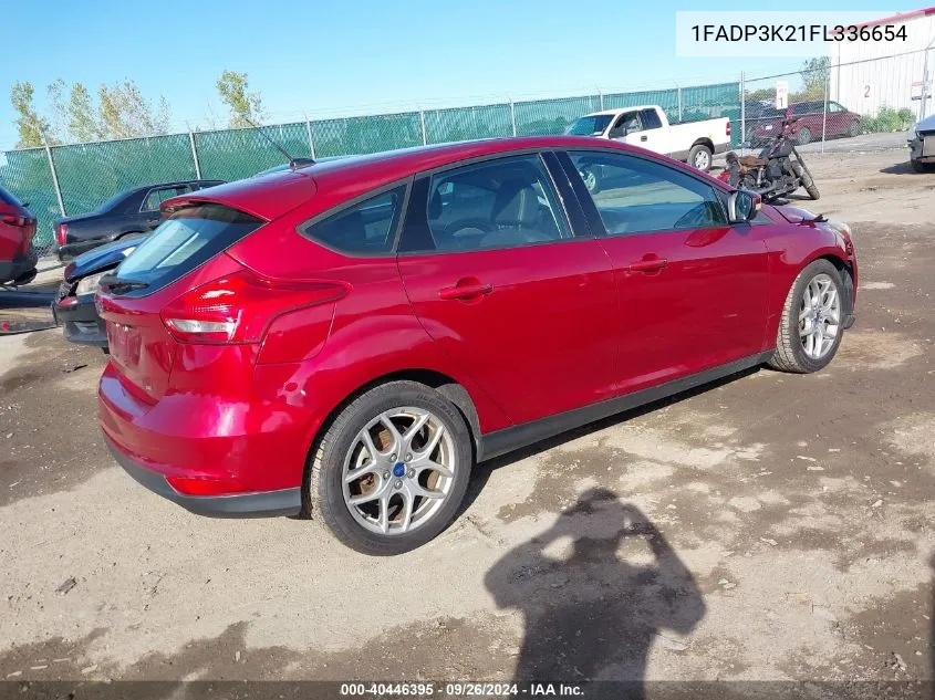 2015 Ford Focus Se VIN: 1FADP3K21FL336654 Lot: 40446395