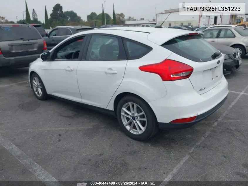 2015 Ford Focus Se VIN: 1FADP3K25FL351223 Lot: 40447488