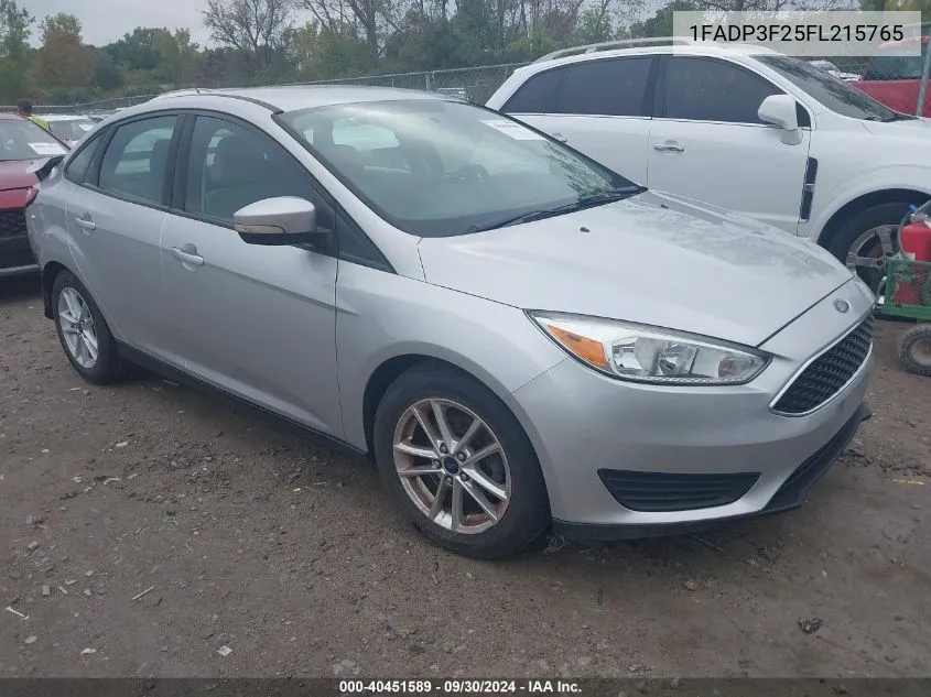 2015 Ford Focus Se VIN: 1FADP3F25FL215765 Lot: 40451589