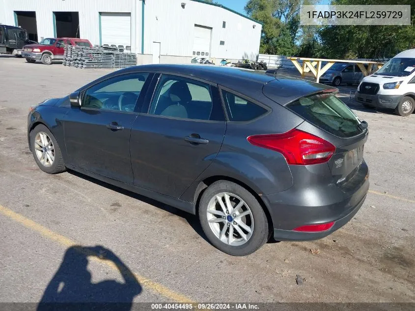 2015 Ford Focus Se VIN: 1FADP3K24FL259729 Lot: 40454495