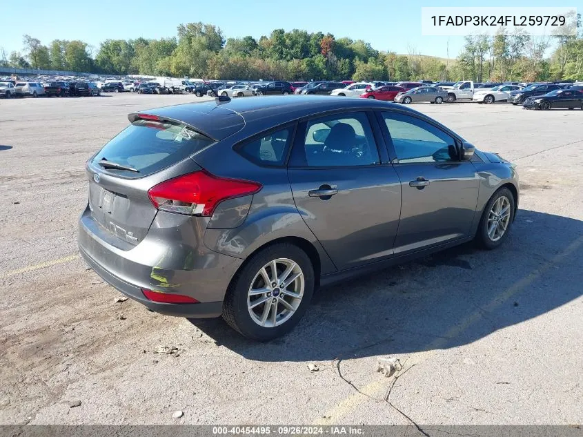 2015 Ford Focus Se VIN: 1FADP3K24FL259729 Lot: 40454495